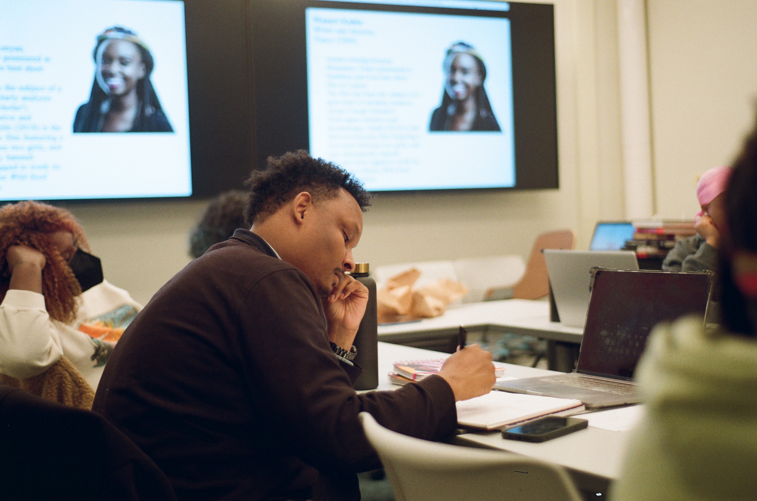Student engaged in class lecture