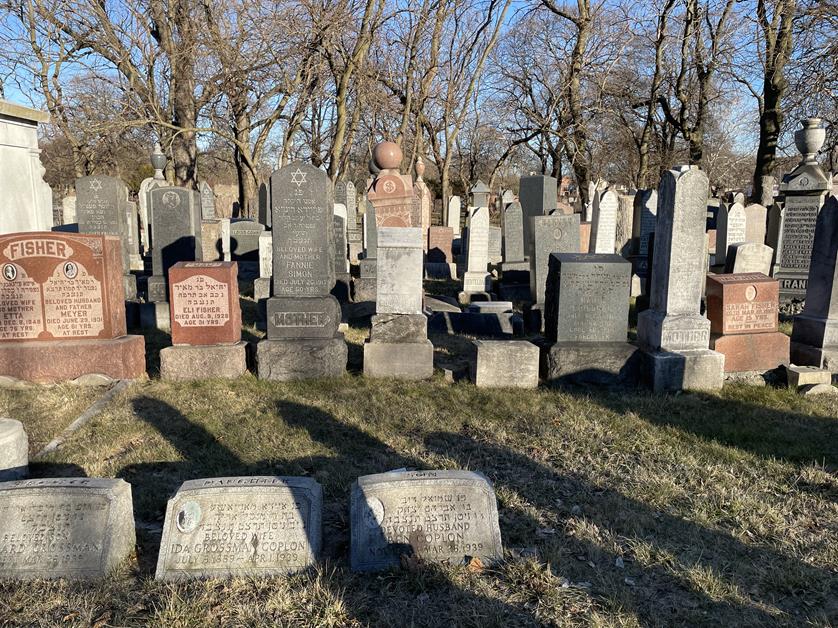 Photograph of headstones at Oak Woods Cemetary