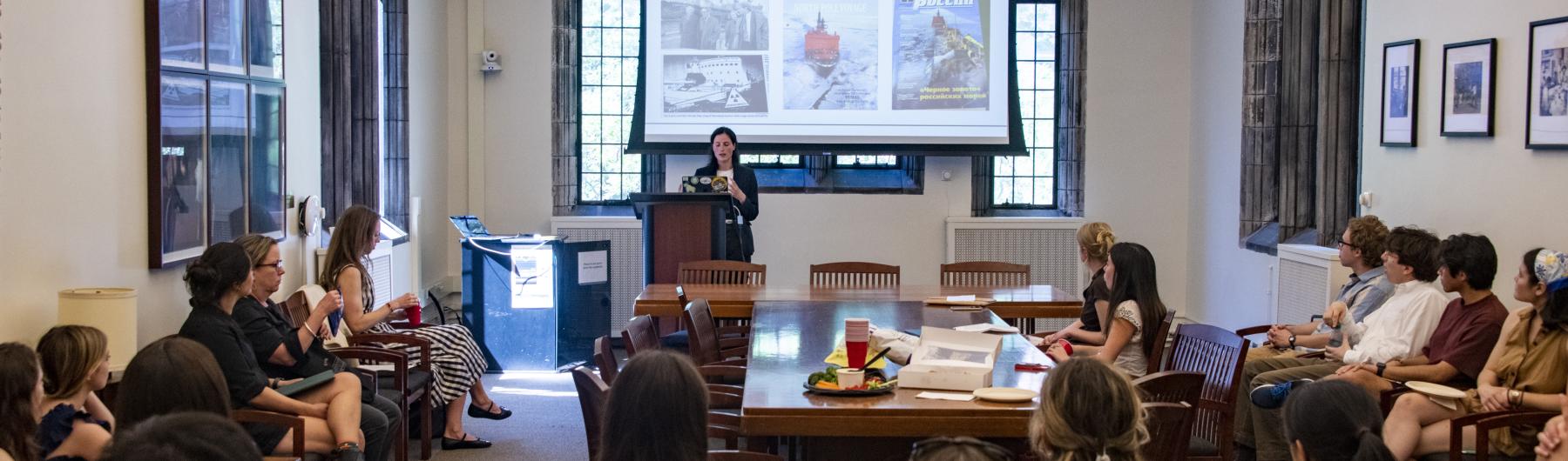 Student presenting at a symposium